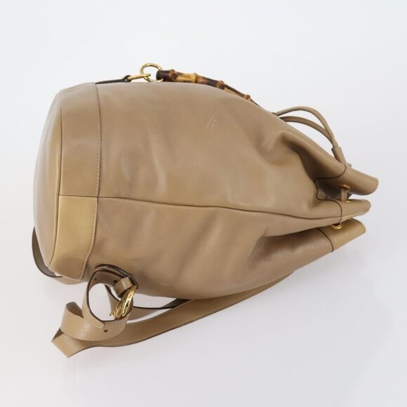 GUCCI Bamboo Backpack Leather Beige Gold 003 2855 0043 0 Auth bs30754 main image 10